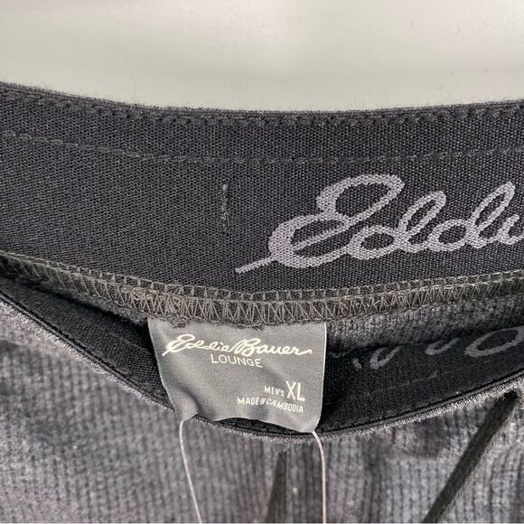 Eddie Bauer Lounge Men’s Elastic Waist Waffle Knit Gray Shorts size XL - Picture 2 of 3